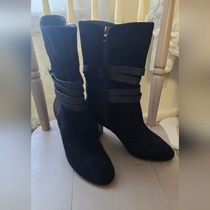 Suede Elegant Black Women's Boots
